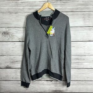 NWT Robert Graham Calabria Quarter Zip Pullover Sweater Cotton Cashmere Blend M